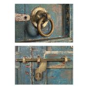 Porte en bois à la patine bleue