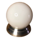 Ancienne applique opaline blanc + support céramique & contour alu vintage #a508