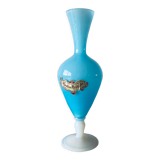 Vase ancien en opaline bleue