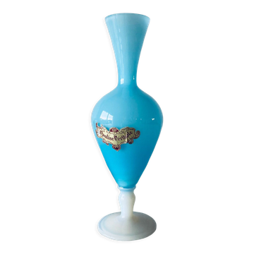 Old vase in blue opaline