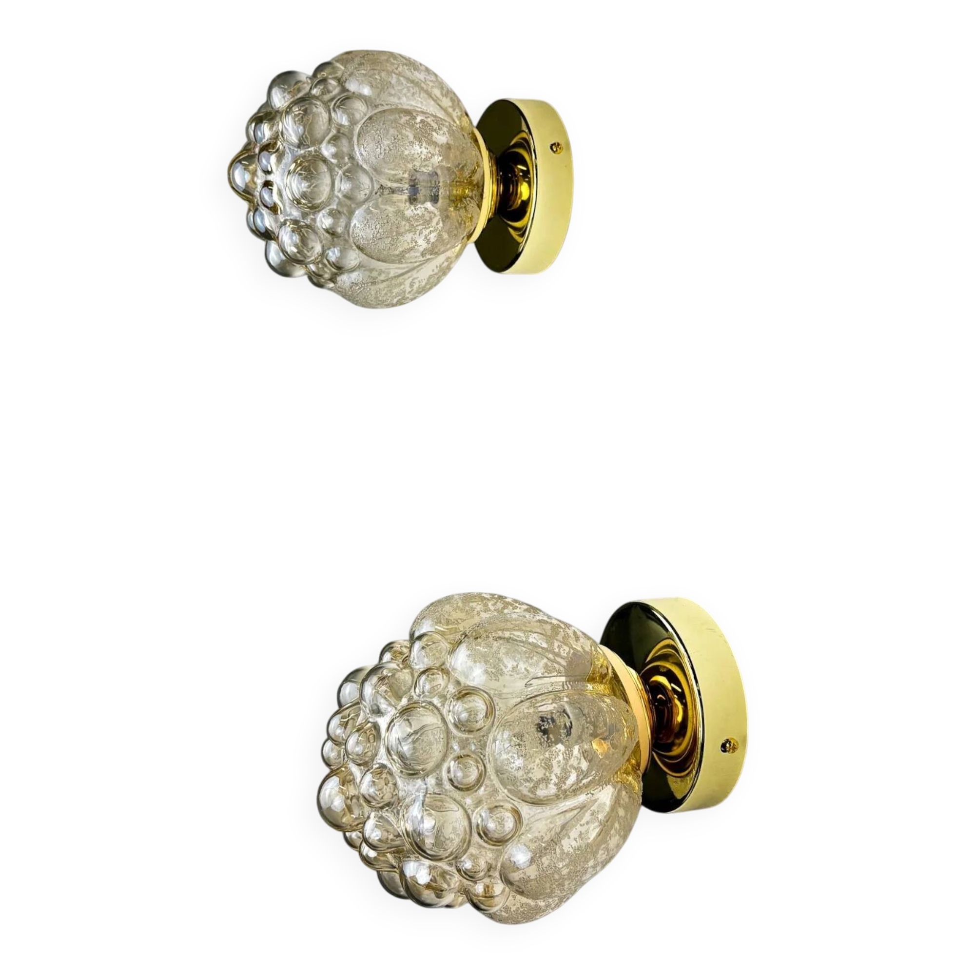 Paire de appliques en verre bulle – style Helena Tynell, Allemagne années 1970