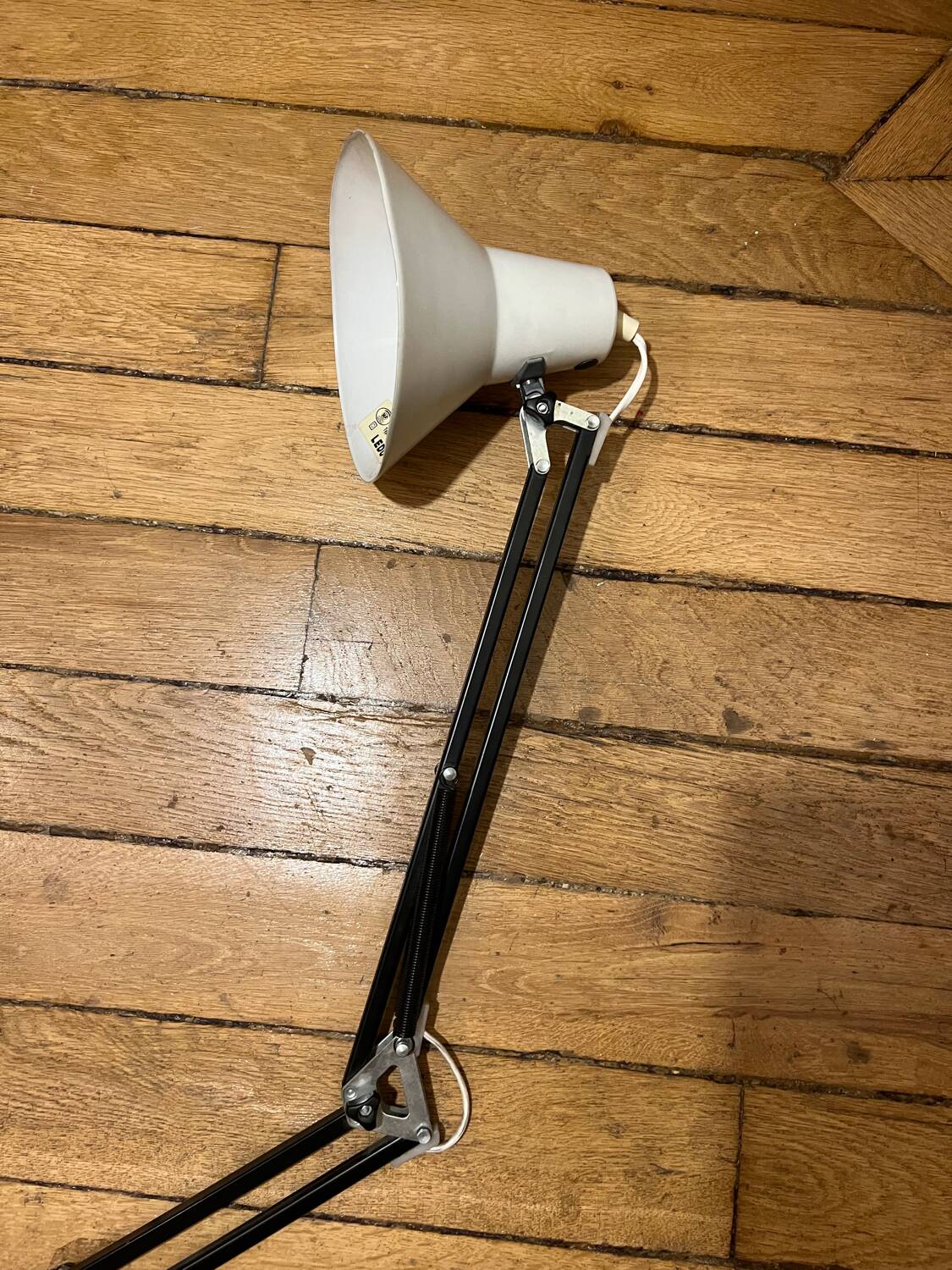 Vintage black and white Ledu architect lamp.
