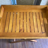 Removable wooden tray with folding legs