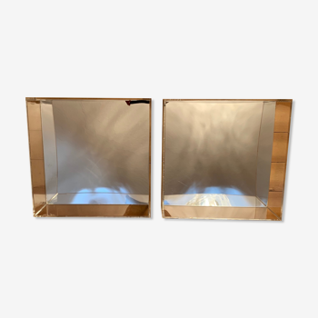 Pair of 1970s lucite mirrored shelves