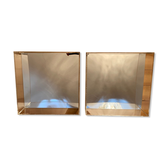 Pair of 1970s lucite mirrored shelves