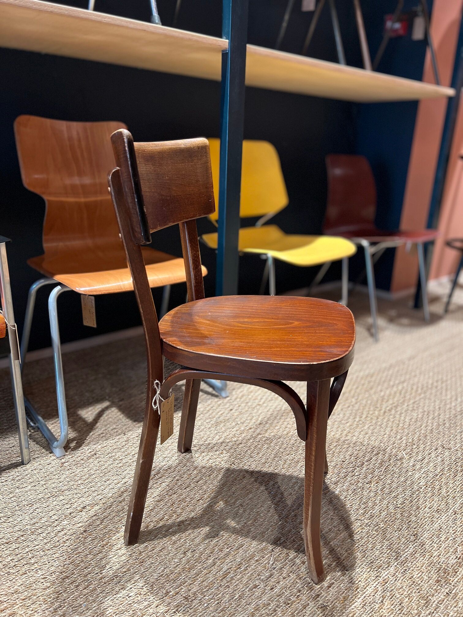 Set of 6 baumann bistro chairs classic years 50 bois fonce