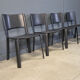 Vintage black leather dining chairs, Italy, 1980s