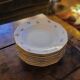 Porcelain soup plates - Decorated with small flowers and a gold rim