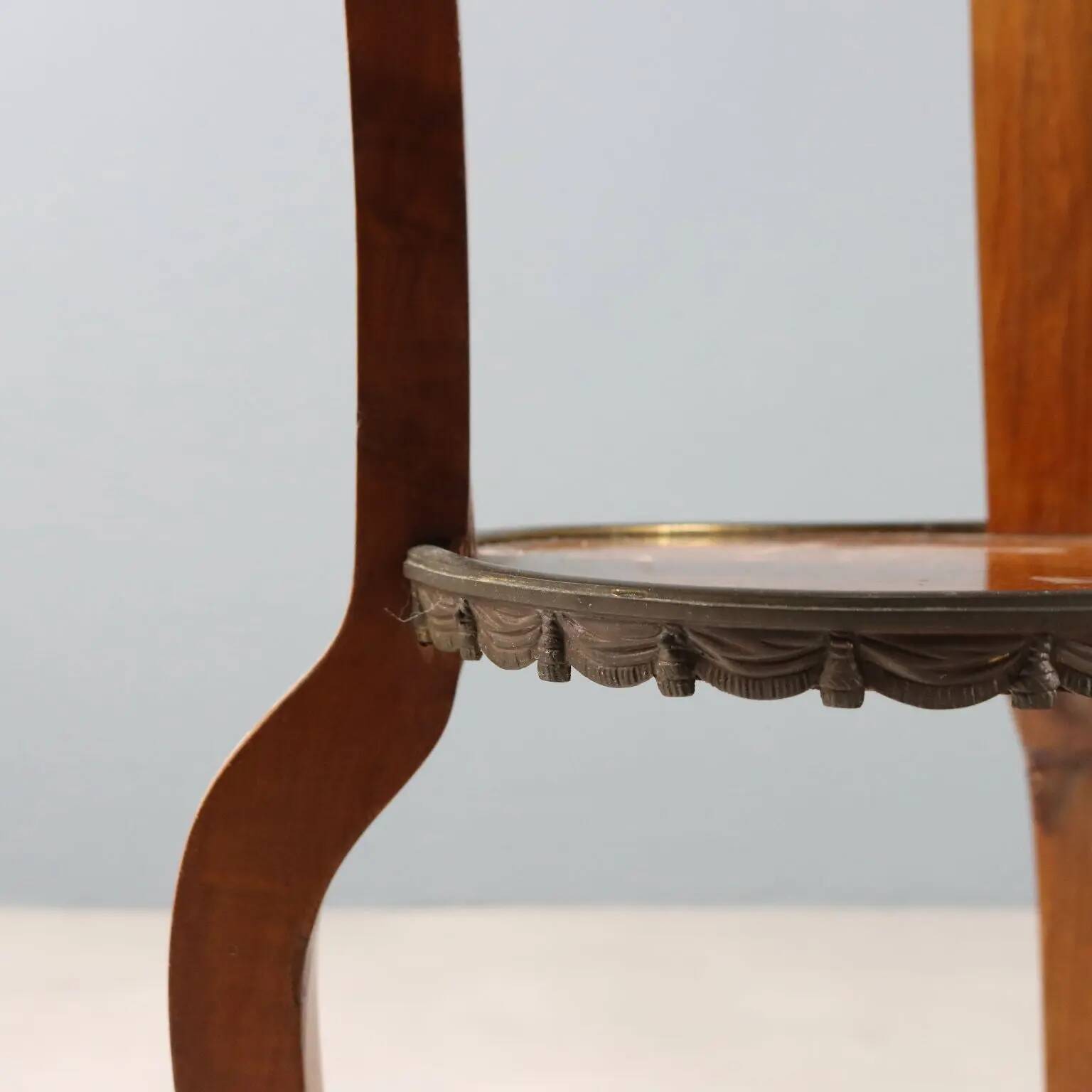 Antique walnut coffee table with painted ceramic insert, 20th century.