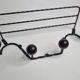 Vintage wrought iron wall coat rack with 4 hooks, 55 cm