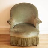 Vintage toad chair in green velvet