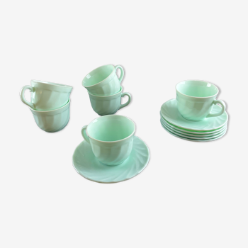 Tea set - jadeite coffee by Arcopal, France, 1970