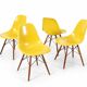 Set of 4 DSW chairs by Charles Eames - yellow fibreglass edition by Herman.