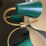 Vintage 3-light chandelier in gilded brass and metal from the 50s