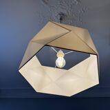 Vintage gold and white canvas light fixture – minimalist style