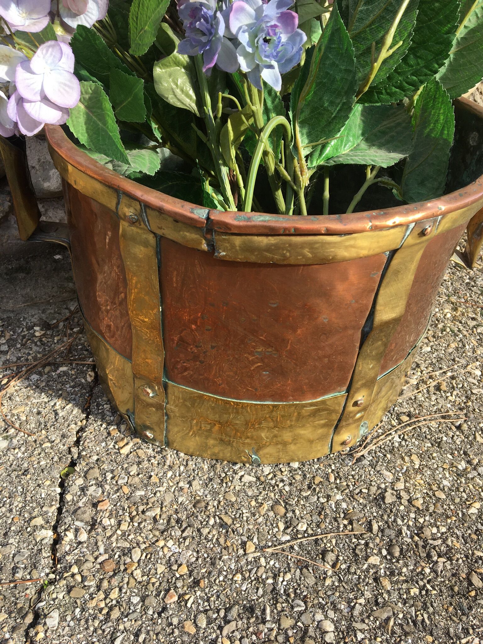 Old copper and brass pot cover 20th century