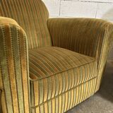 Pair of green fabric armchairs