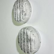 Pair of frozen glass round sconces, Germany, 1960s