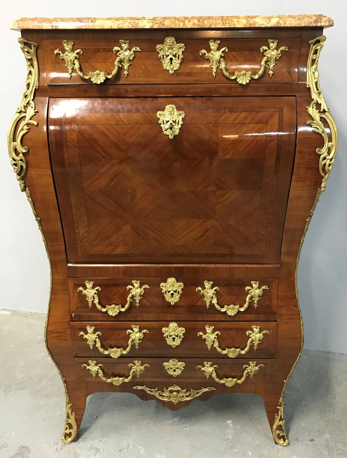 Curved secretary in Louis XV style