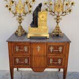 Commode sauteuse Louis XVI en marqueterie 19ème