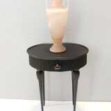 Table d'appoint, table de chevet ovale en hêtre noir ébénisé, Italie
