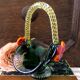 Green Murano glass basket/trinket dish