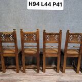 Set of six Renaissance-style chairs in solid wood