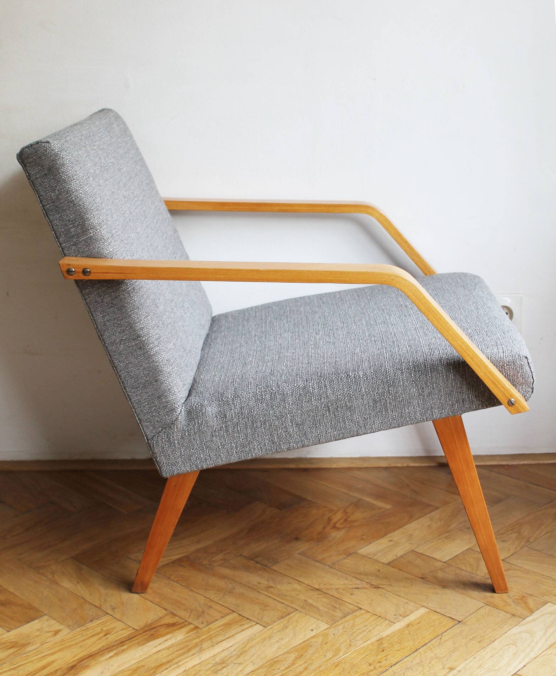 Pair of 1970s Armchairs by Mier with new fabric