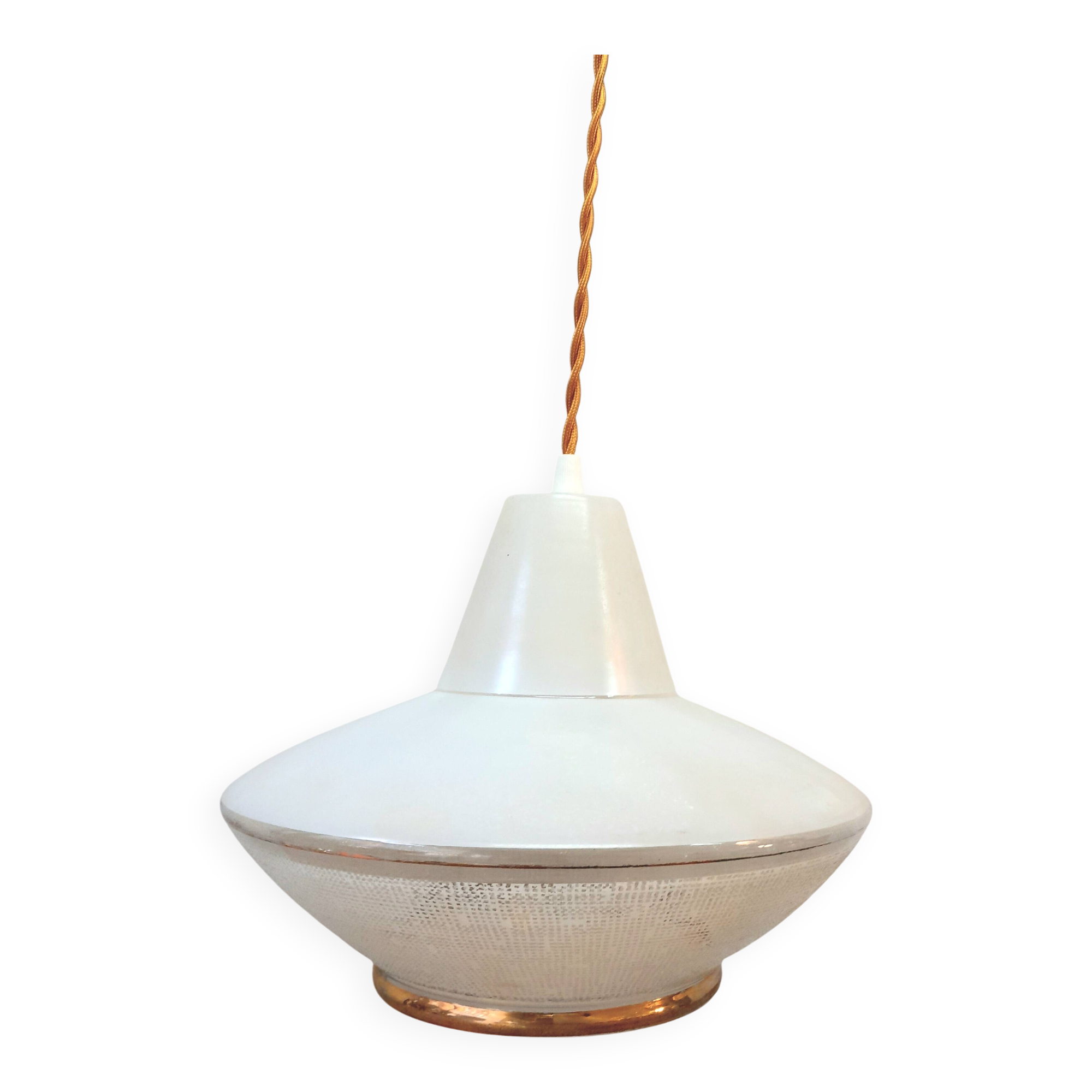 Space age glass UFO pendant light 1970