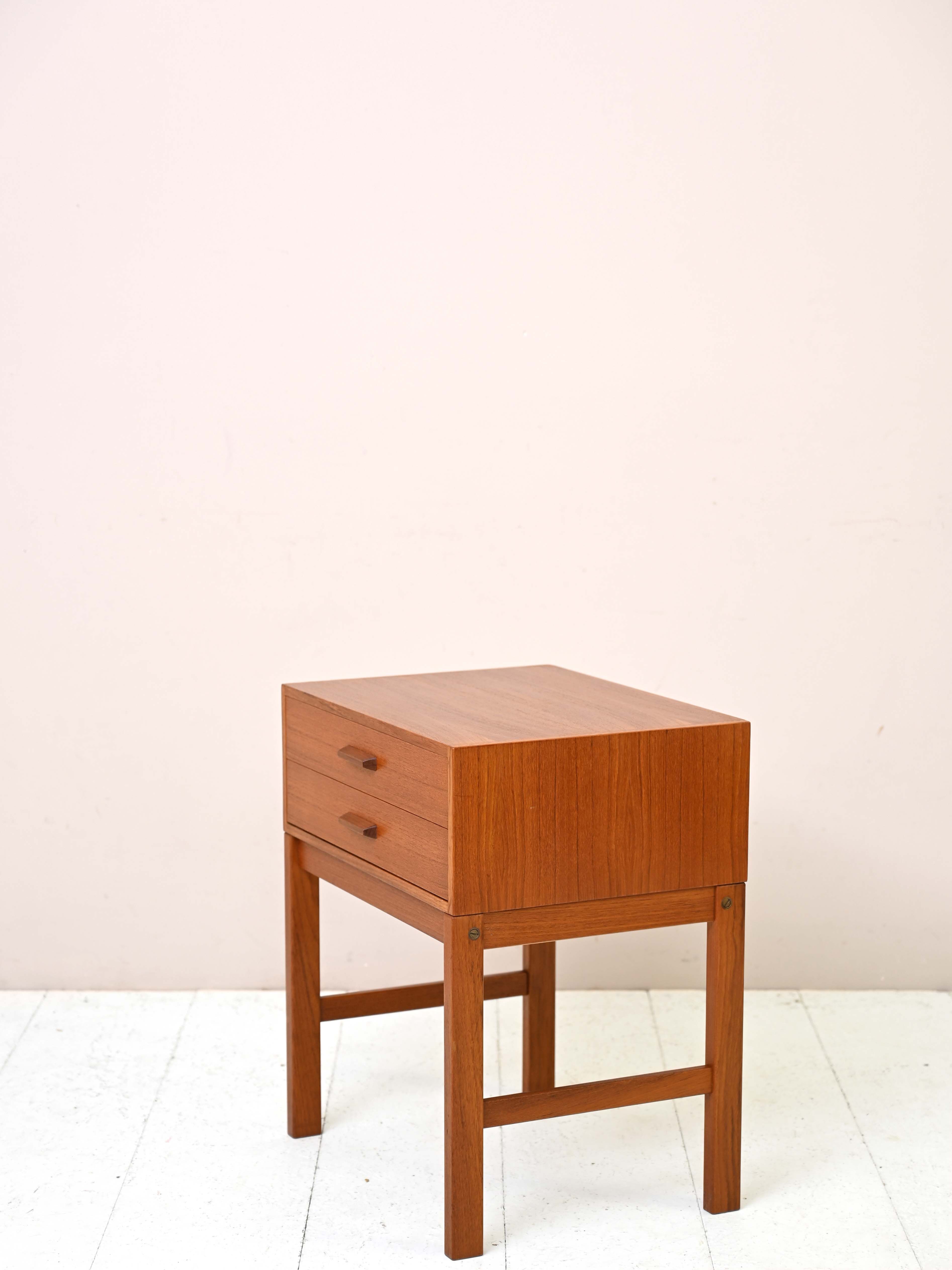 Scandinavian vintage nightstand with two drawers