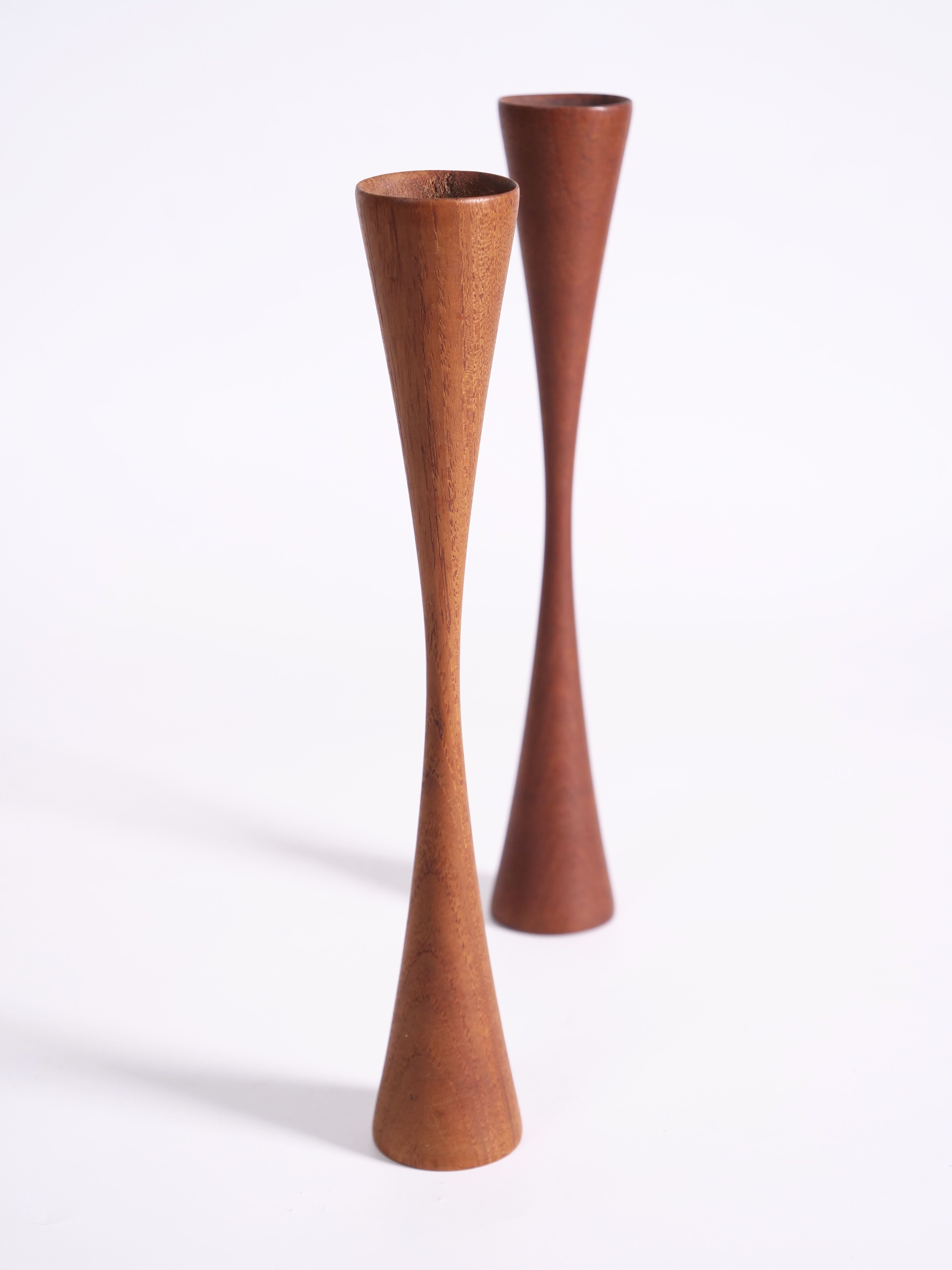 Scandinavian teak candlesticks