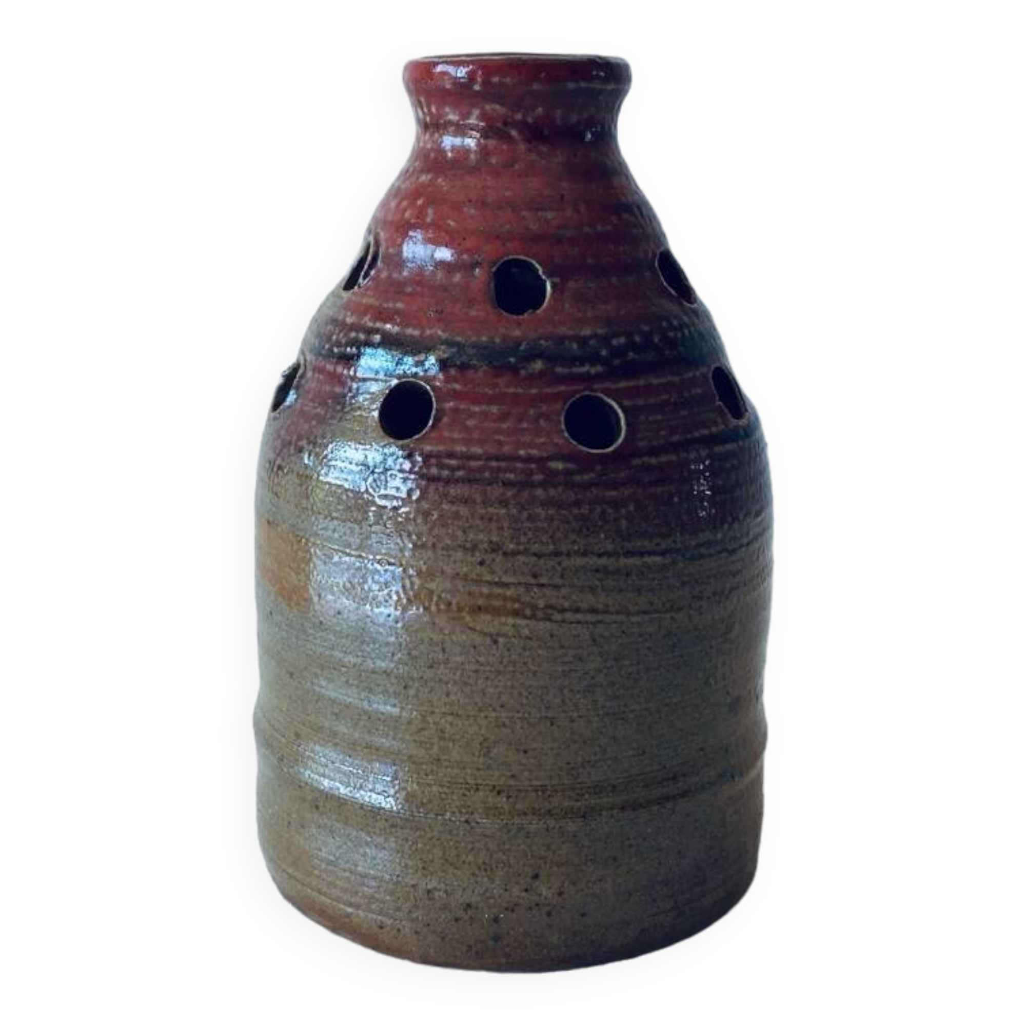 Stoneware flower spike vase signed Chouzet