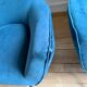 Pair of vintage Italian armchairs, 1950s-1960s, peacock blue velvet.