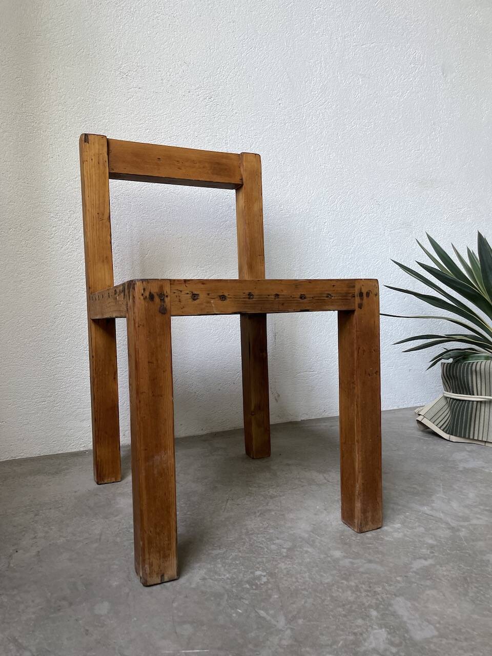 Brutalist pine chair