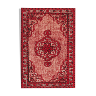 Handmade bohemian turkish 1980s 157 cm x 236 cm red carpet