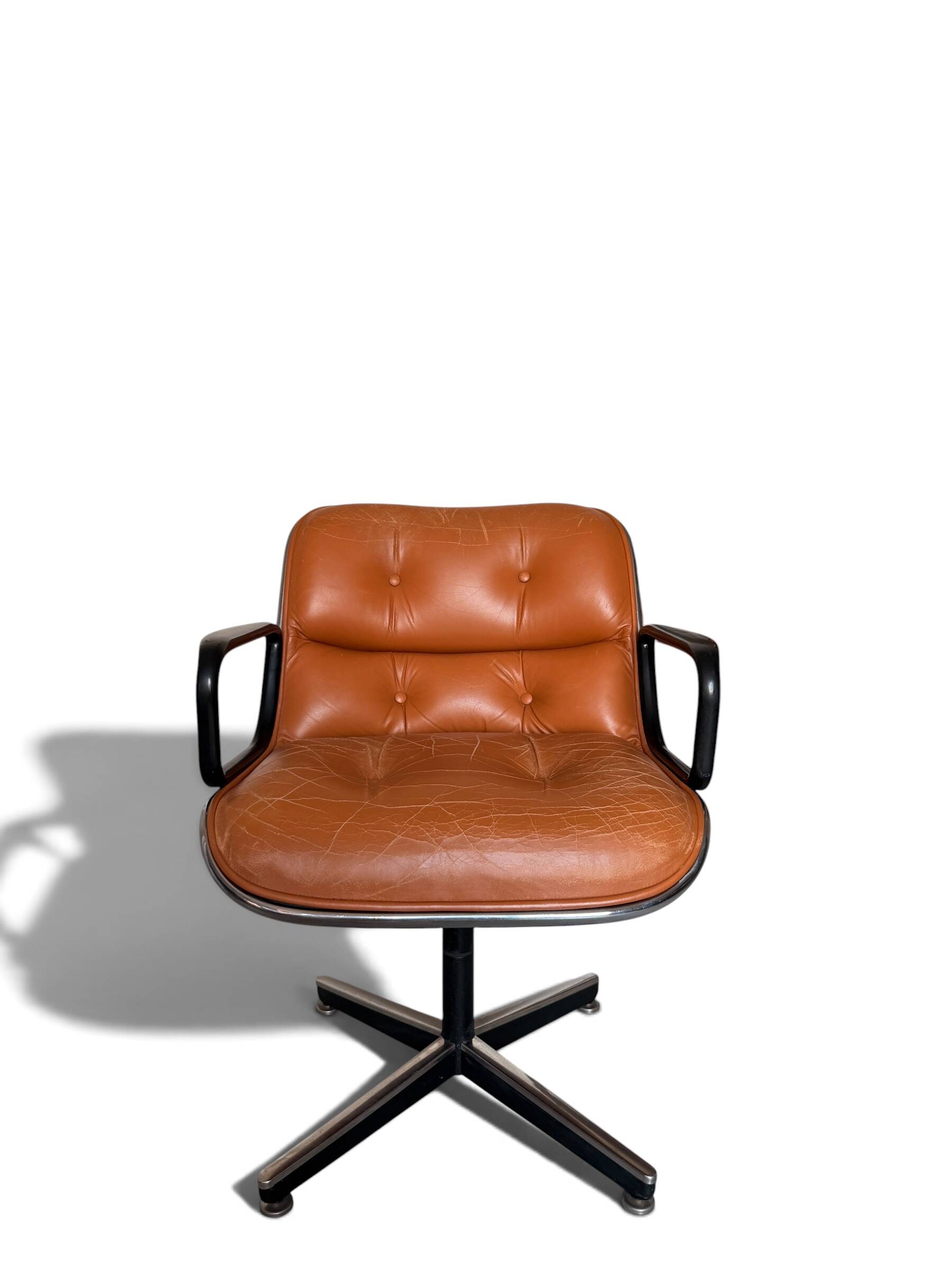 Charles Pollock Knoll Office Chair Patinated Camel Leather