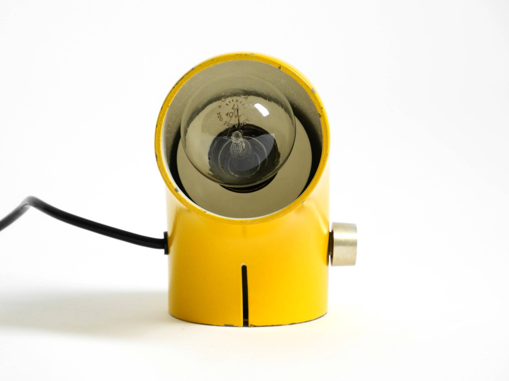 Very rare original Space Age 60s yellow table lamp made of iron by Temde