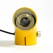 Very rare original Space Age 60s yellow table lamp made of iron by Temde