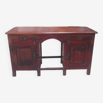 Vintage red desk old teak piece and original patina from India