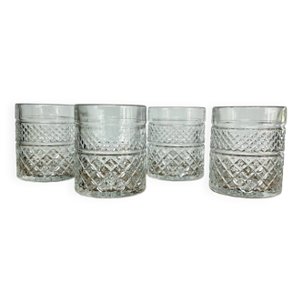 4 vintage whiskey glasses