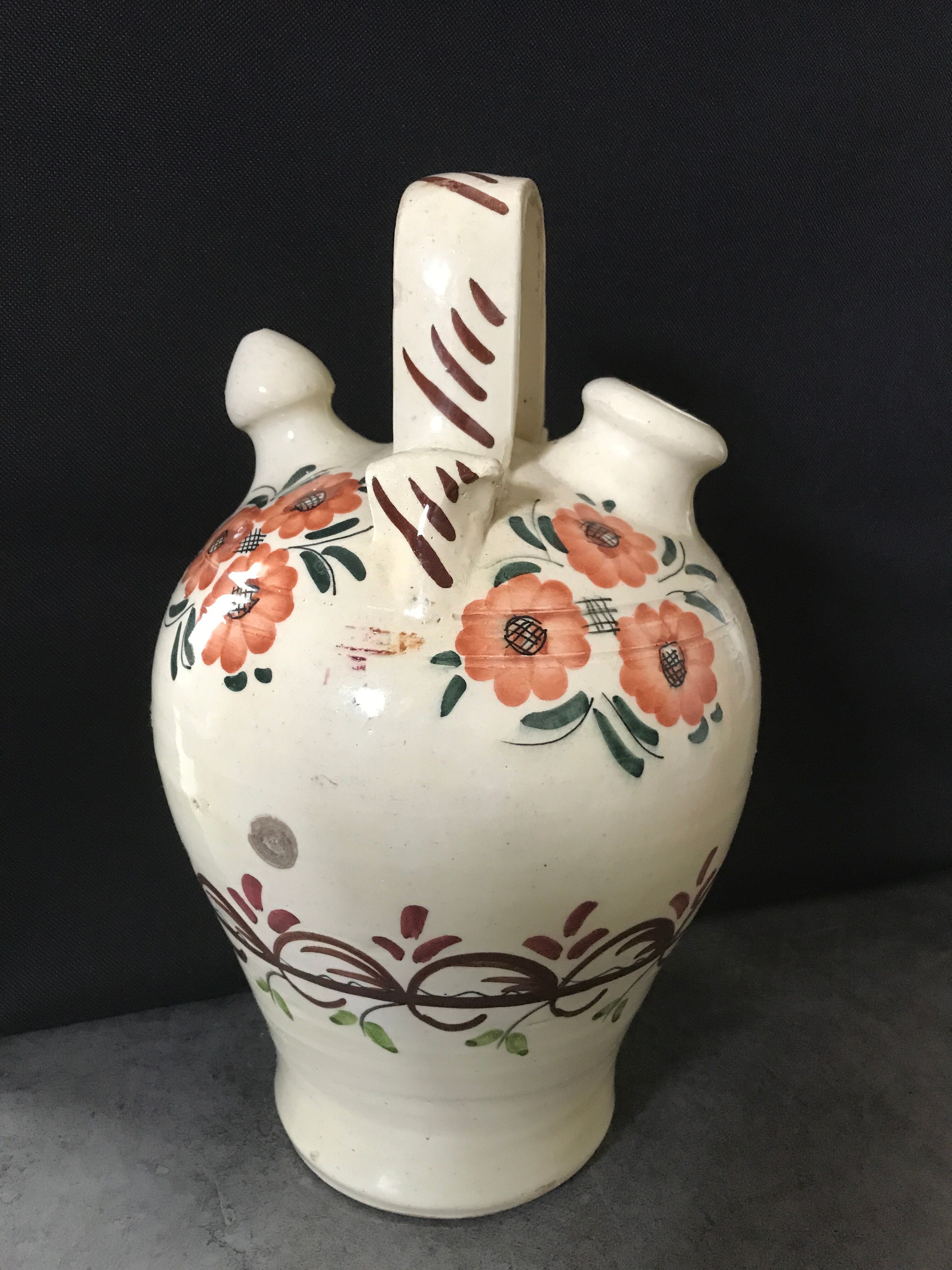 Gargoulette Cantir in ceramic with floral paint decoration