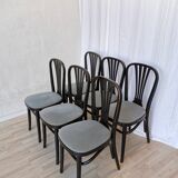 SET of 6 Vintage Black Wooden Dining Chairs by STOL Kamnik 1970s