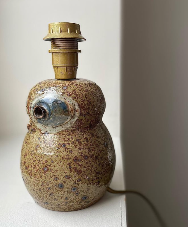 Lampe chouette en grès émaillé signée guy baudat