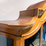 Rococo shaped glass cabinet of hand polished walnut, Denmark