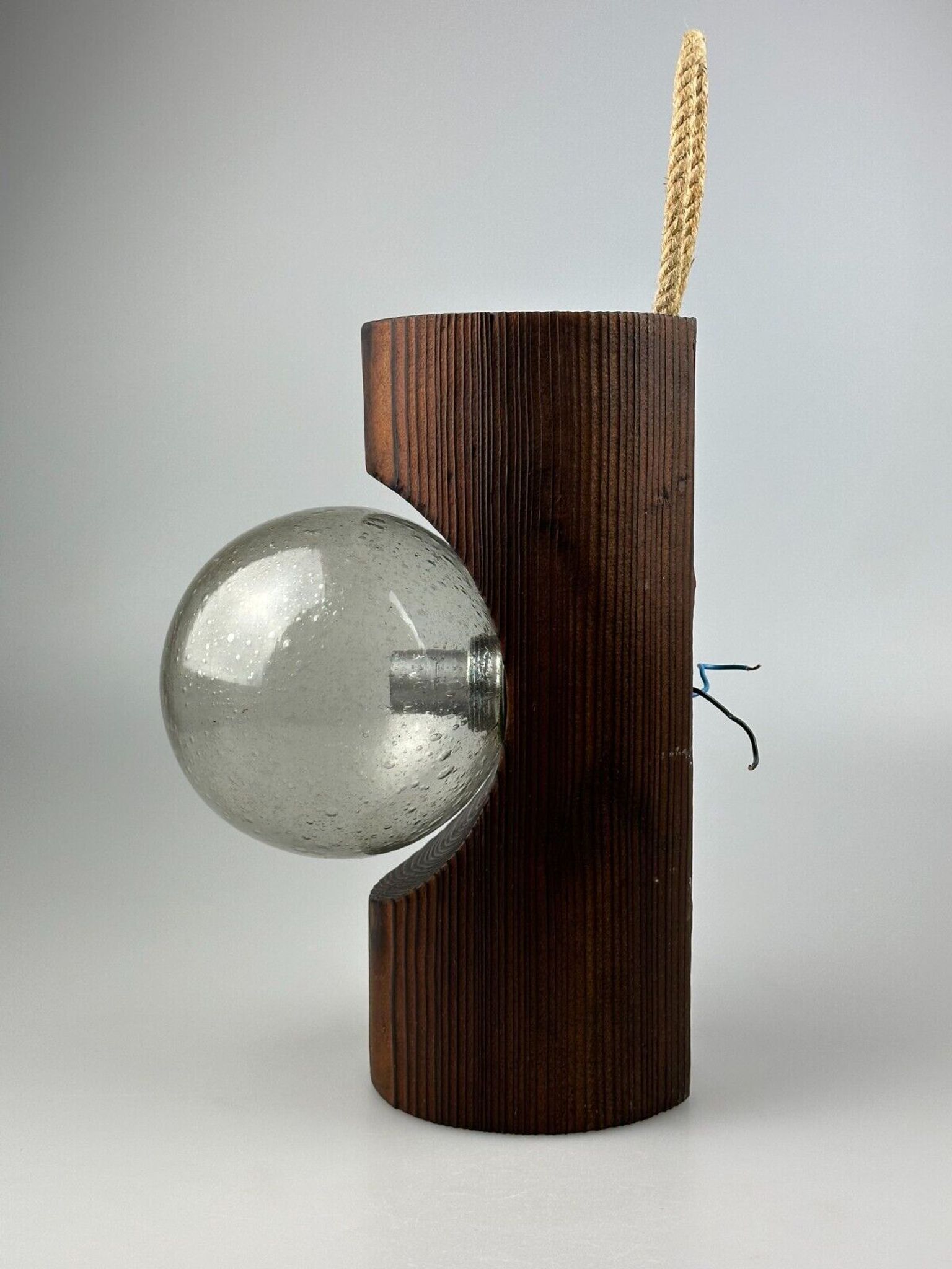 60s 70s Wall Lamp Wood Glass Wall Sconce Brutalist Temde Leuchten Switzerland