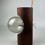 60s 70s Wall Lamp Wood Glass Wall Sconce Brutalist Temde Leuchten Switzerland