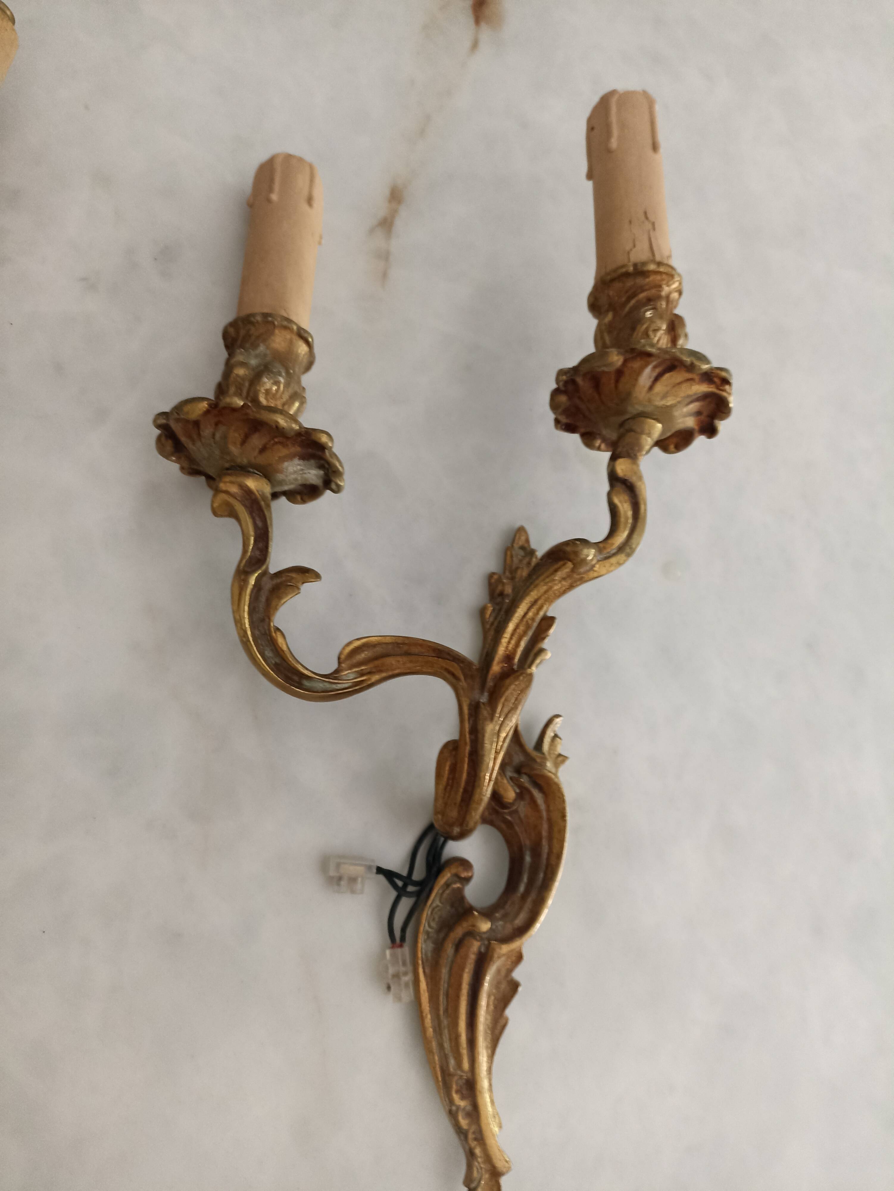 Brass candlestick wall lamps