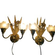 LS Italy  - vintage wall lamps (2)  - metal - gold - 70's