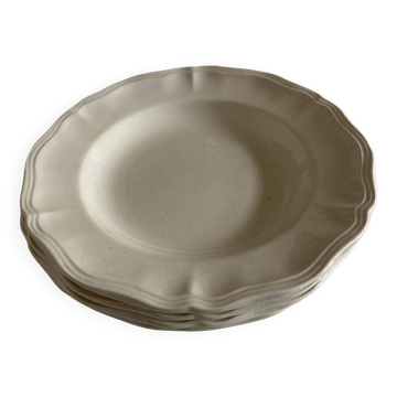 Set de 4 assiettes ivoire de Sarreguemines à godrons