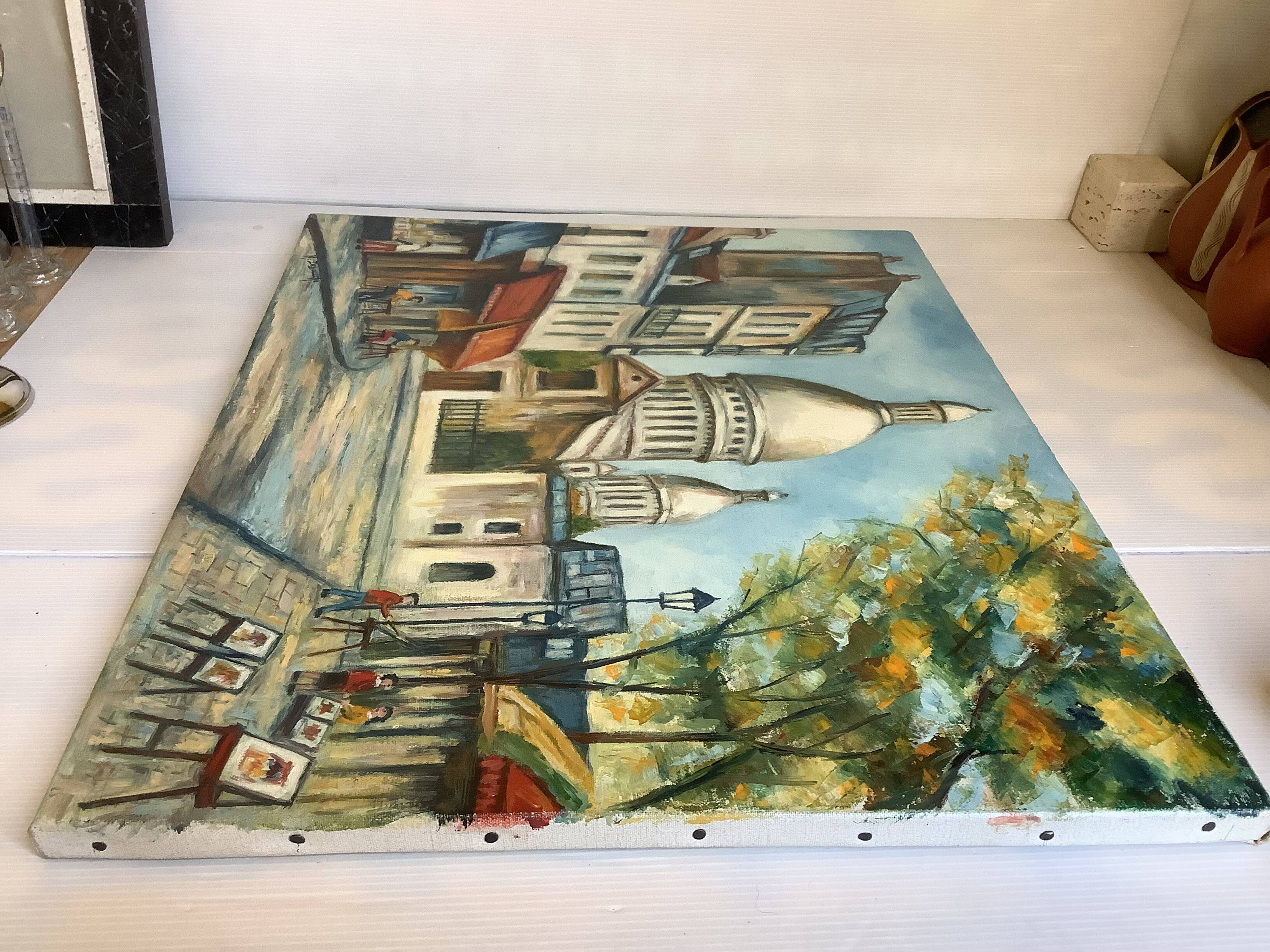Painting view of Paris oil on canvas signed